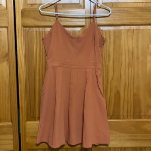 Salmon Pleated Dress